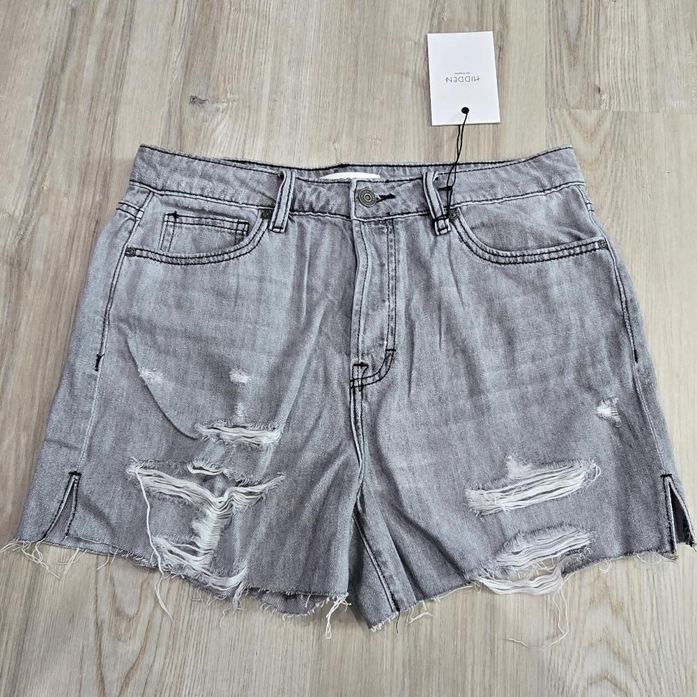 Hidden Sofie Distrested Mom Jean Short Gray Size L NWT
